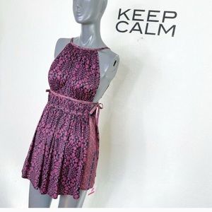 Free People Flared Slip Mini Dress Pink Side Ties